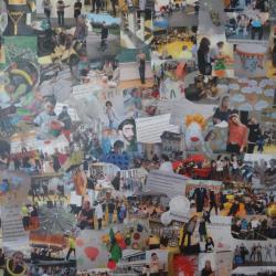 Freizeitpädagogin, Collage auf Leinwand   120x100cm